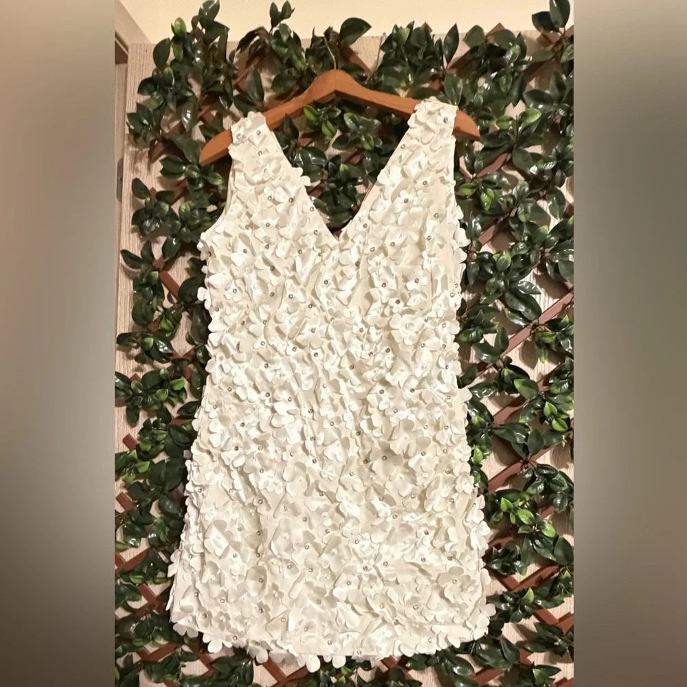 STINE GOYA White Textured Elena Floral Mini Dress Women’s Size XS - Picture 4 of 16